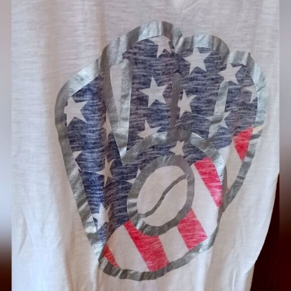 Pink Victoria Secret V Neck Tee Shirt Patriotic XSMALL - Picture 2 of 6